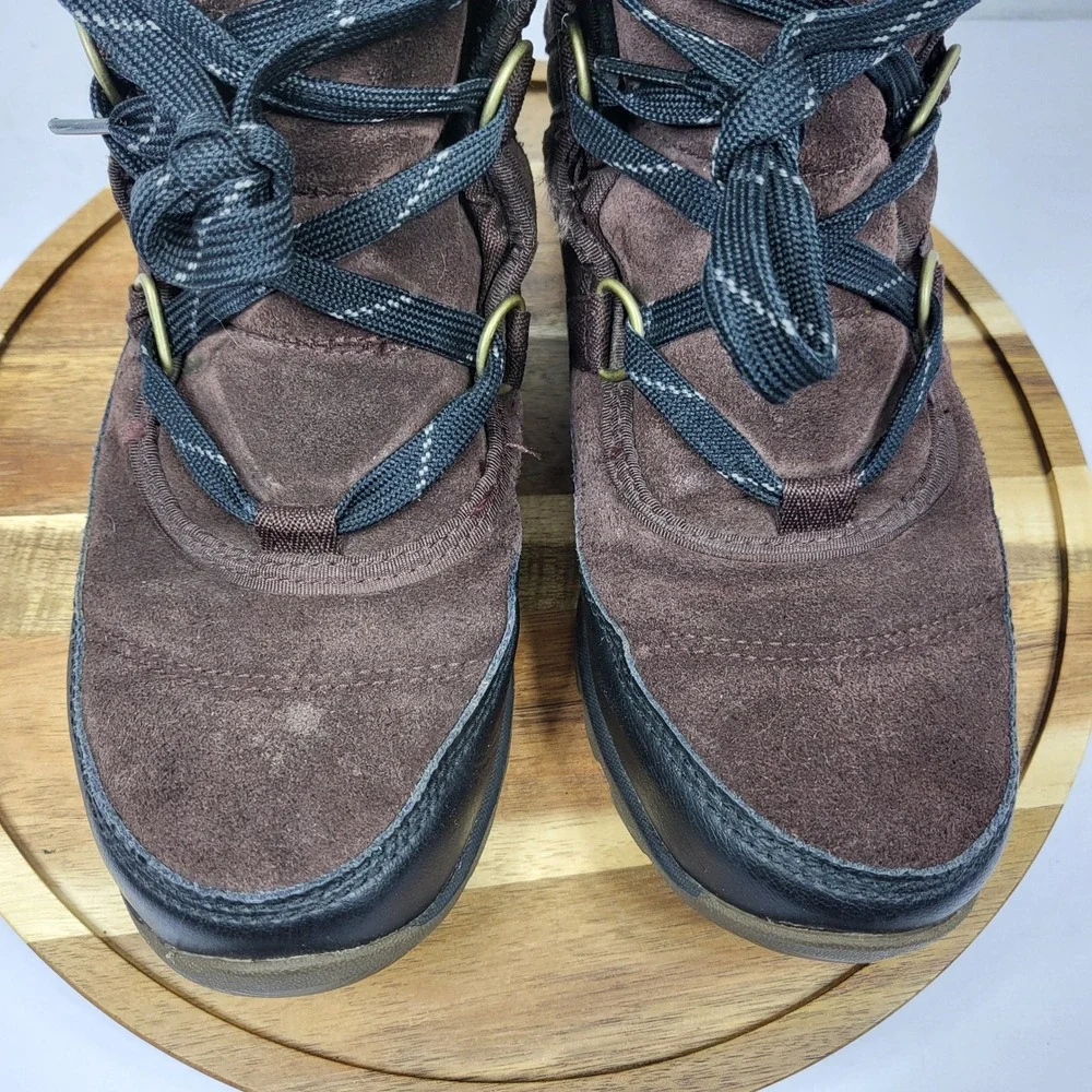 Sorel Whitney Short Lace Boots Womens 6 Waterproof Winter Snow Brown LL5337 Warm